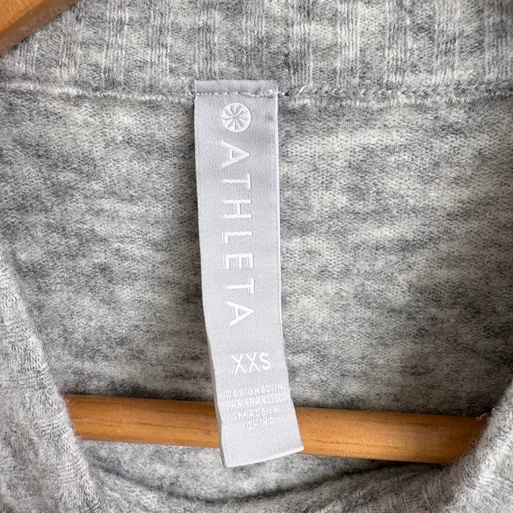 Athleta Merino Wool Sweater Gray Piped Mock Neck Soft Knit XXS - Picture 6 of 8